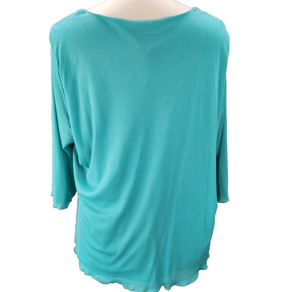 NWT Lane Bryant Womens Plus 26/28 Tunic Top Blue Turquoise Ruffle Hem Ruched New - Picture 3 of 13